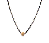 JHB Single Diamond Boll Pendant With Black Beads Chain Short Mangalsutra For Women's