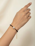JHB American Diamond Single Boll and Cubic Zirconia Mangalsutra Bracelet Black Bead Bracelet For Women's
