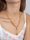 JHB Gold Plated Bead Diamond Chain Necklace18 inch MATARMALA Handmade Real Look Design Beauty Pave Natural Jewelry for Women Girls