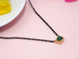 JHB Diamond Mangalsutra With Chain short Length green stone Traditional Black Bead Mangalsutra for women