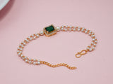JHB Ruby Green Diamond Single Boll and Cubic Zirconia Pearl Bracelet For Women's and Girl's