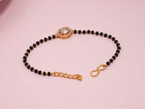 JHB American Diamond Single Boll and Cubic Zirconia Mangalsutra Bracelet Black Bead Bracelet For Women's