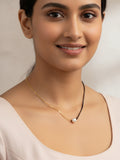 JHB Pearl and Black bead Gold Plated Short Mangalsutra For Women