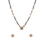JHB AD Pendant Gift Set |Rakhi Rakshabandhan Gift for Sister Bhabhi, Gifts for Women & Girls | Mangalsutra With American Diamond, Traditional Black Bead Mangalsutra