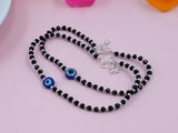 JHB Latest Trend Brass Metal Evil Eye Charm Nazariya Payal (Anklet) | Black & Silver Beads (Crystal) | Stylish Anklet for Girls and Women