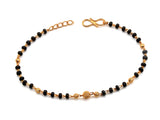 JHB Gold plated and Black Beads Hand Mangalsutra Bracelet for Women