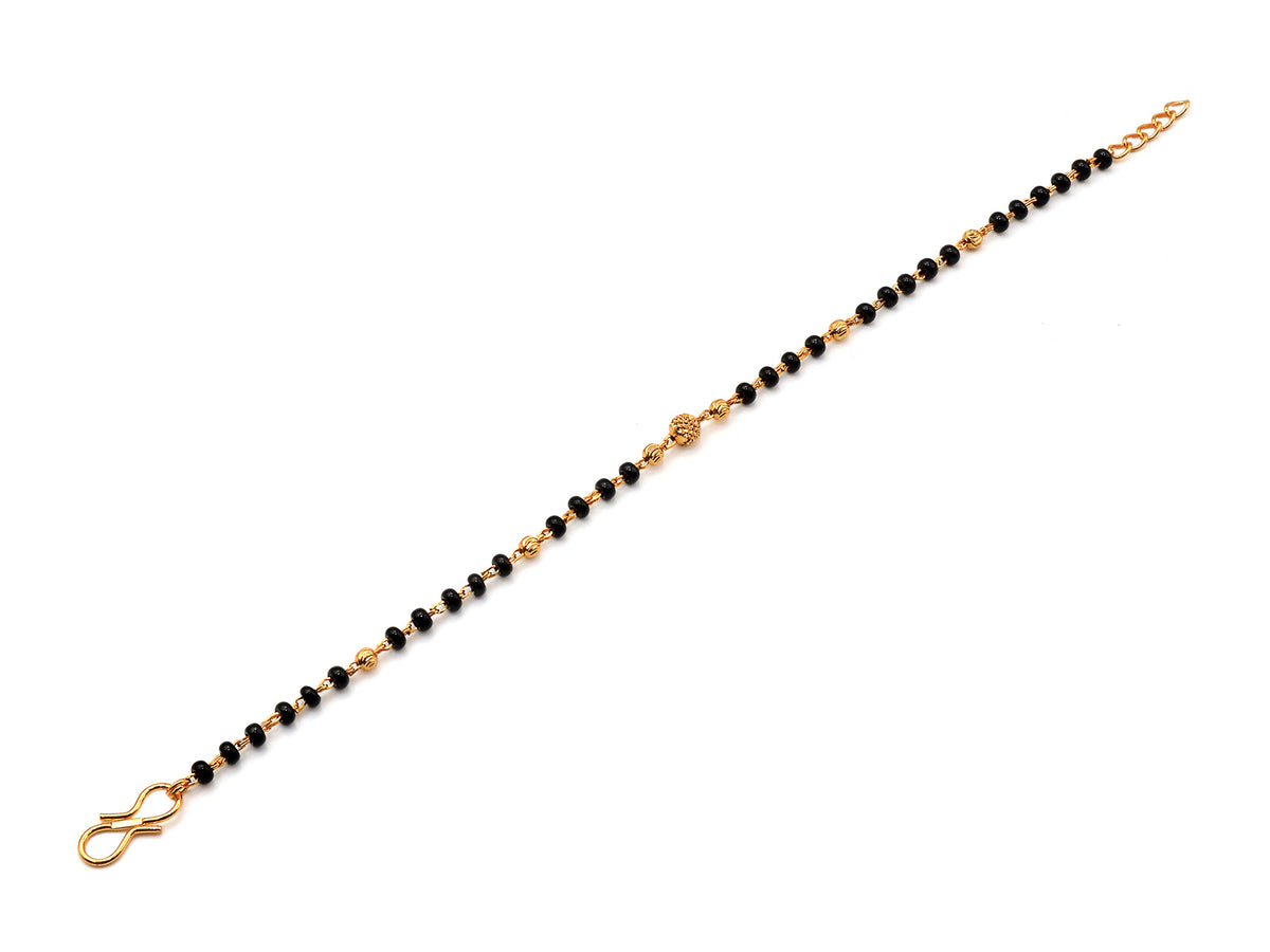JHB Gold plated and Black Beads Hand Mangalsutra Bracelet for Women