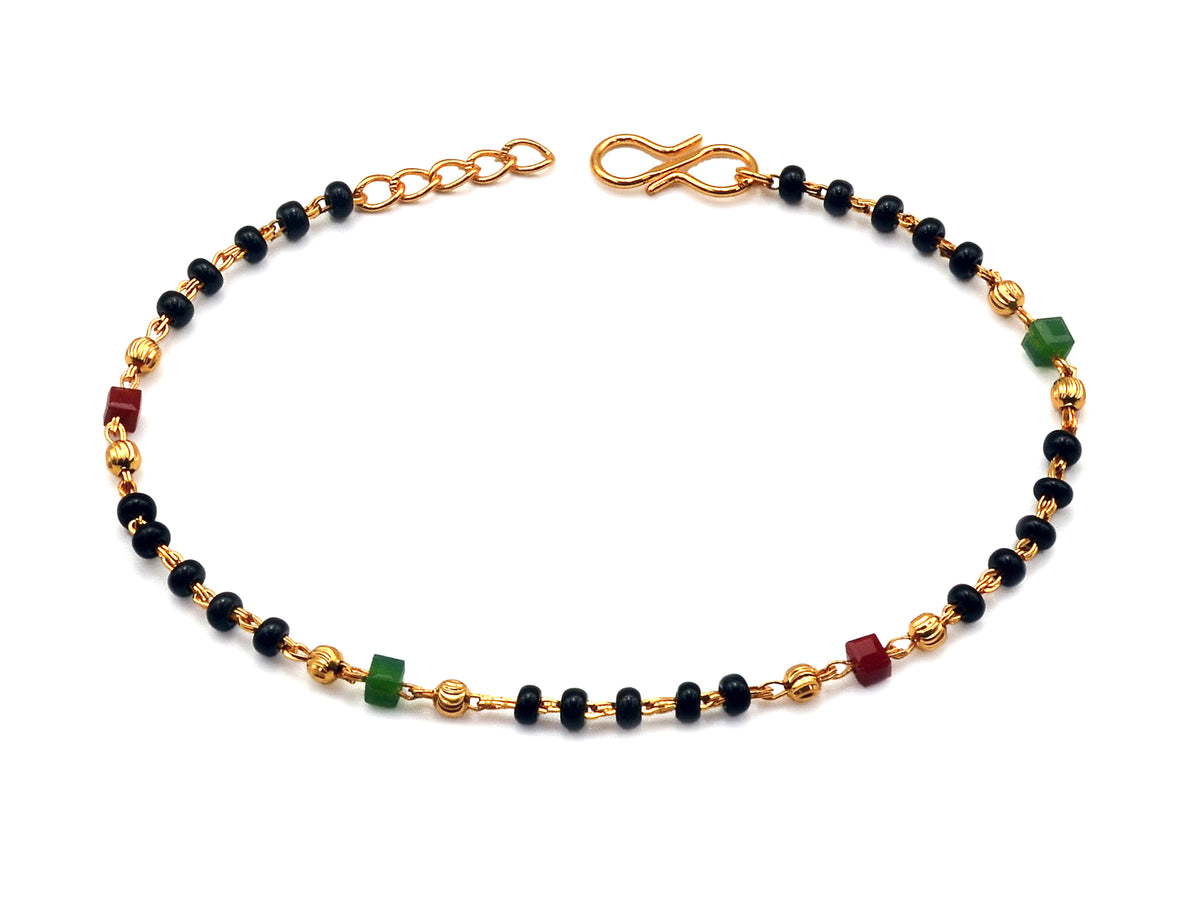 JHB Gold plated Beads Hand Mangalsutra Bracelet for Women