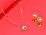 JHB Jewellery Gold Plated American Diamond necklace for girls Pendant Set/Necklace Set with Earrings for Girls and Women