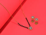 JHB AD Pendant Gift Set |Rakhi Rakshabandhan Gift for Sister Bhabhi, Gifts for Women & Girls | Mangalsutra With American Diamond, Traditional Black Bead Mangalsutra
