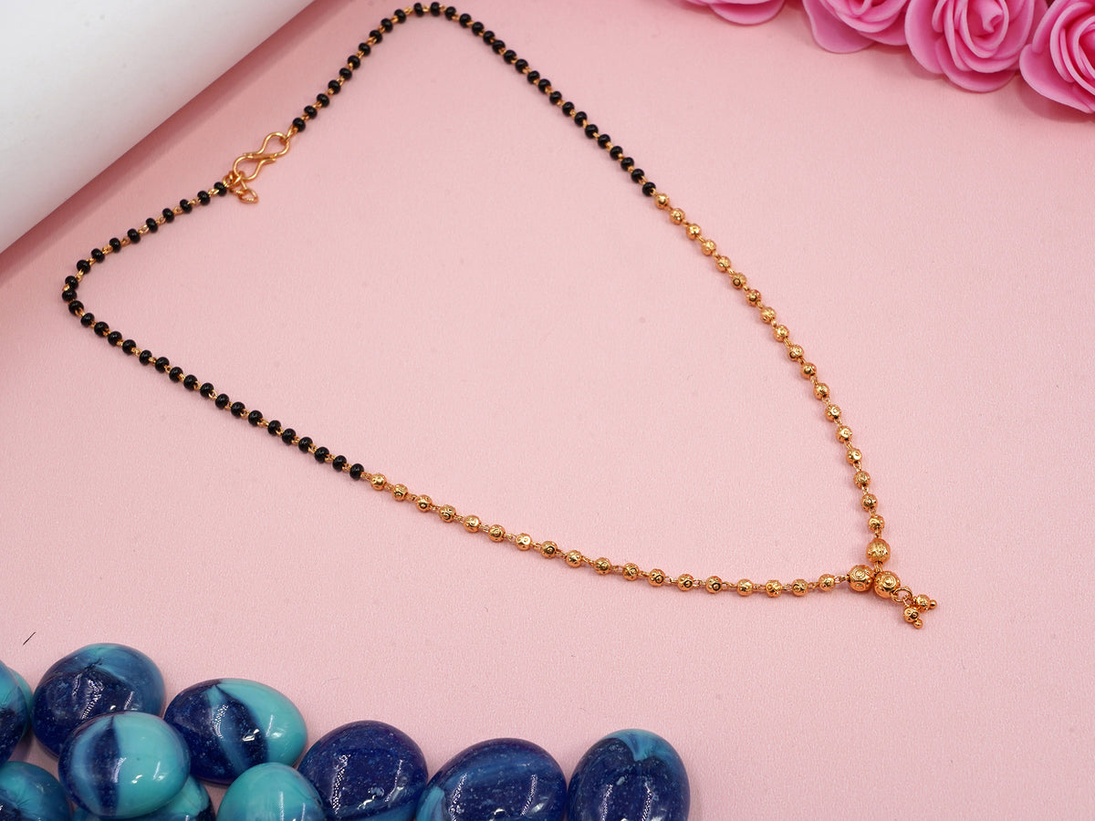 JHB Traditional Tanmaniya Designer Mangalsutra Black Beads Short Chain For Women