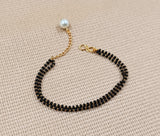 JHB Gold Plated Black Bead Mangalsutra And Bracelet Combo For Women