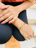 JHB Gold plated Brass Beads Hand Mangalsutra Bracelet for Women