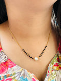 JHB Gold Plated Black Bead Mangalsutra And Bracelet Combo For Women