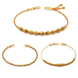 JHB Golden Gold-Plated Brass Bracelet 3 pis Combo for Women And Girl's (3 Pis Golden Bracelet)