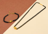 JHB Gold Plated Black Bead Mangalsutra And Bracelet Combo For Women
