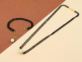 JHB Gold Plated Black Bead Mangalsutra And Bracelet Combo For Women