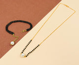 JHB Gold Plated Black Bead Mangalsutra And Bracelet Combo For Women