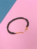 JHB Gold Plated And Black Bead Hand Mangalsutra Bracelet For Women