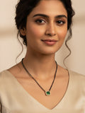 JHB Diamond Mangalsutra With Chain short Length green stone Traditional Black Bead Mangalsutra for women
