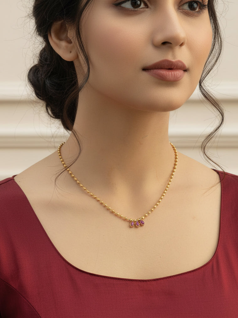 JHB Gold Plated Ruby Diamond Chain Neck Designer 18 inch MATARMALA Handmade Real Look Design Beauty Pave Natural Jewelry for Women Girls