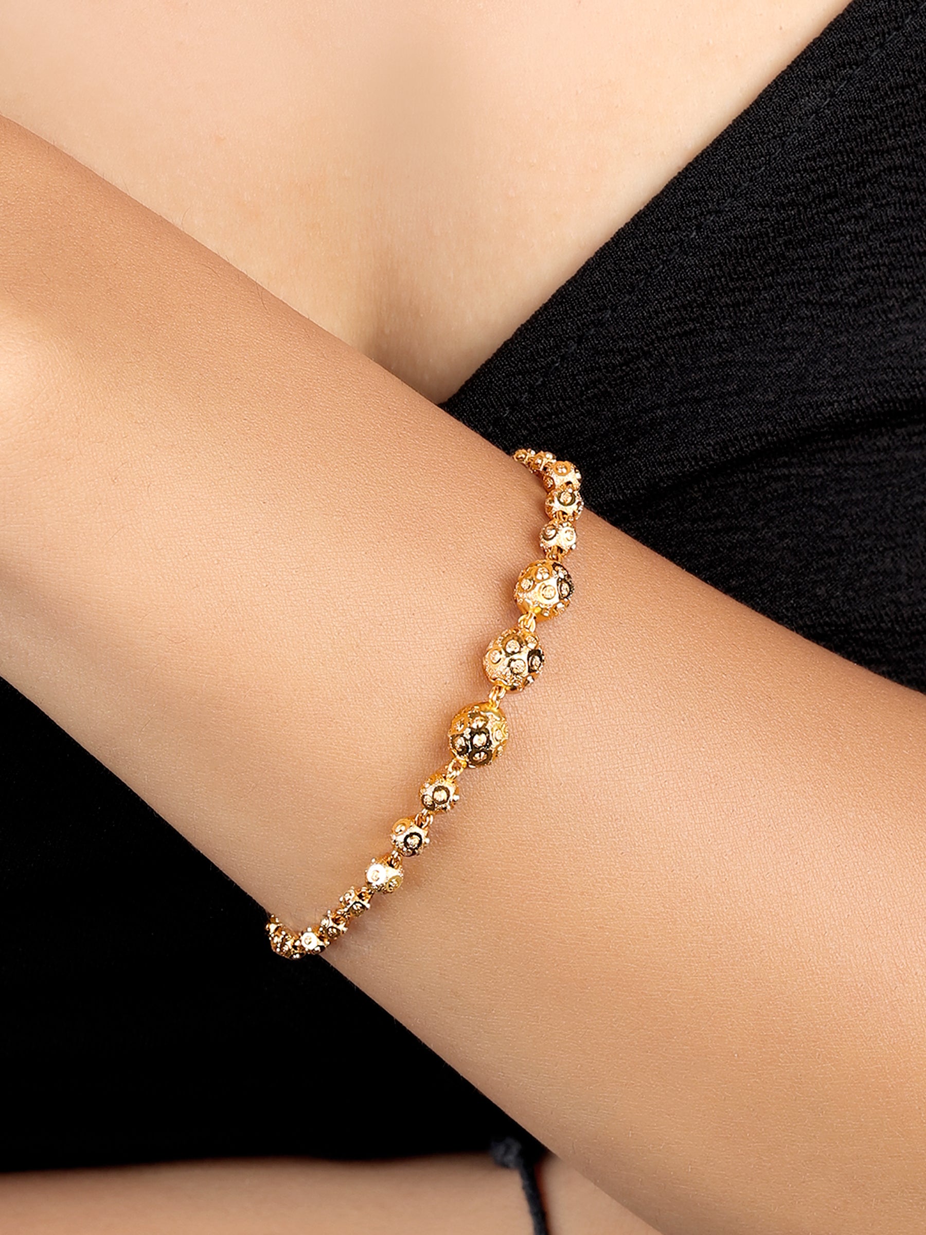 JHB Bracelet Bangle Style Beautiful Latest Trend Gold Plated Bead Hand Bracelets for Women and Girls