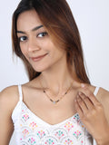 JHB AD Diamond Boll Pendant Black Beads Chain Short Mangalsutra For Women's