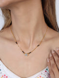 JHB AD Diamond Boll Pendant Black Beads Chain Short Mangalsutra For Women's