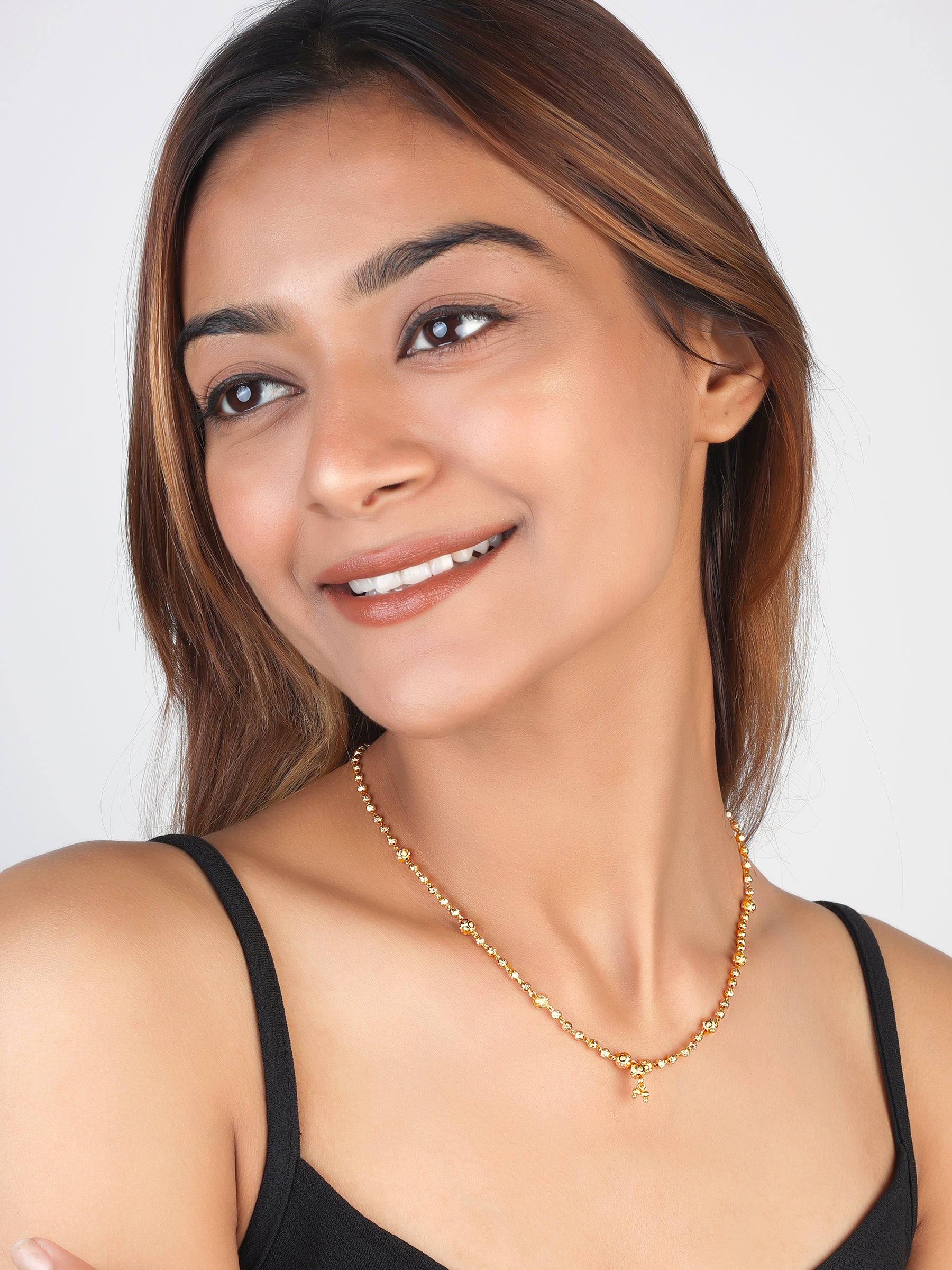 JHB Gold Plated Stylish Chain Neck Designer 18 inch MATARMALA Handmade Real Look Design Beauty Pave Natural Jewelry for Women Girls