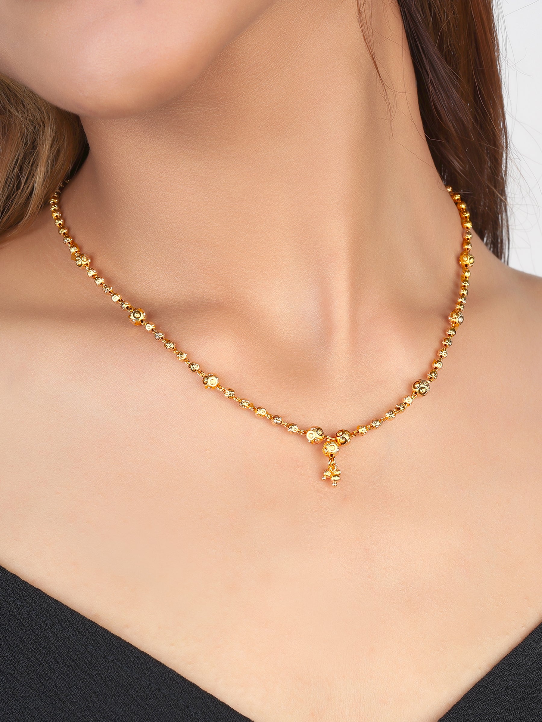 JHB Gold Plated Stylish Chain Neck Designer 18 inch MATARMALA Handmade Real Look Design Beauty Pave Natural Jewelry for Women Girls