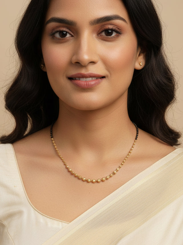 JHB Traditional Tanmaniya Designer Mangalsutra Black Beads Short Chain 2 pis combo For Women
