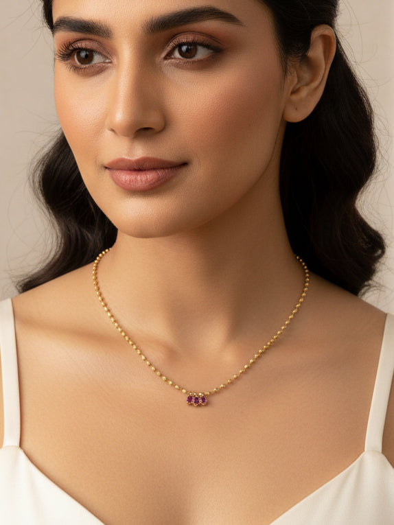 JHB Gold Plated Ruby Diamond Chain Neck Designer 18 inch MATARMALA Handmade Real Look Design Beauty Pave Natural Jewelry for Women Girls