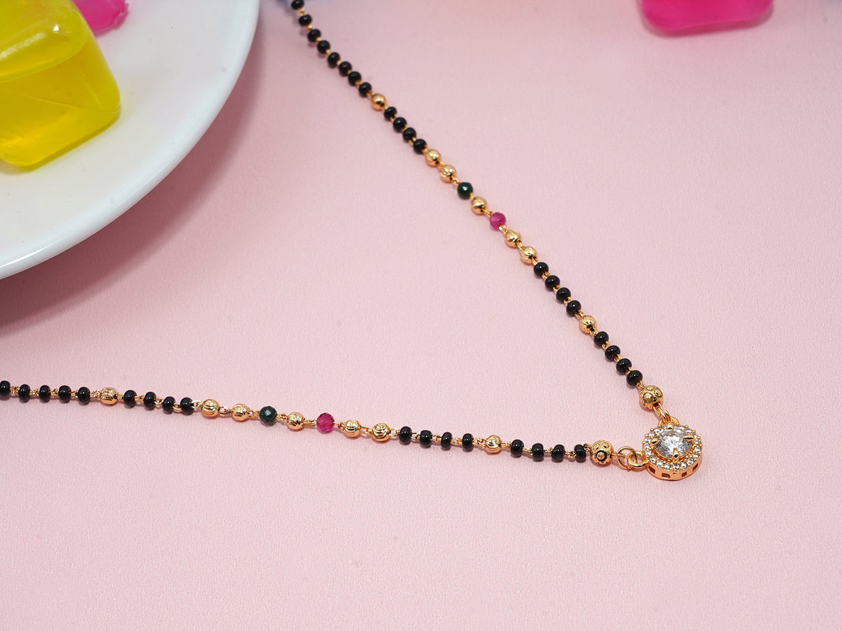 JHB Diamond Necklace Black Beads Mangalsutra/Tanmaniya/Nallapusalu/Mangalsutr for Women