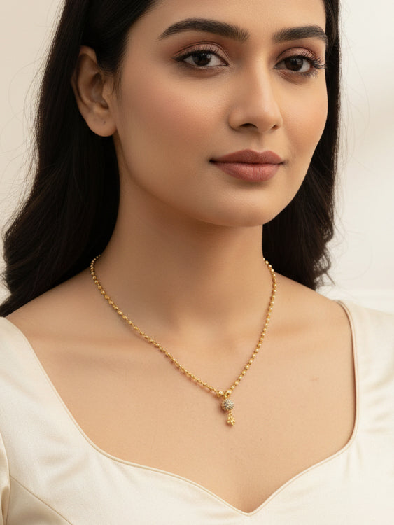 JHB Gold Plated Stylish Single Diamond Chain Neck Designer 18 inch MATARMALA Handmade Real Look Design Beauty Pave Natural Jewelry for Women Girls