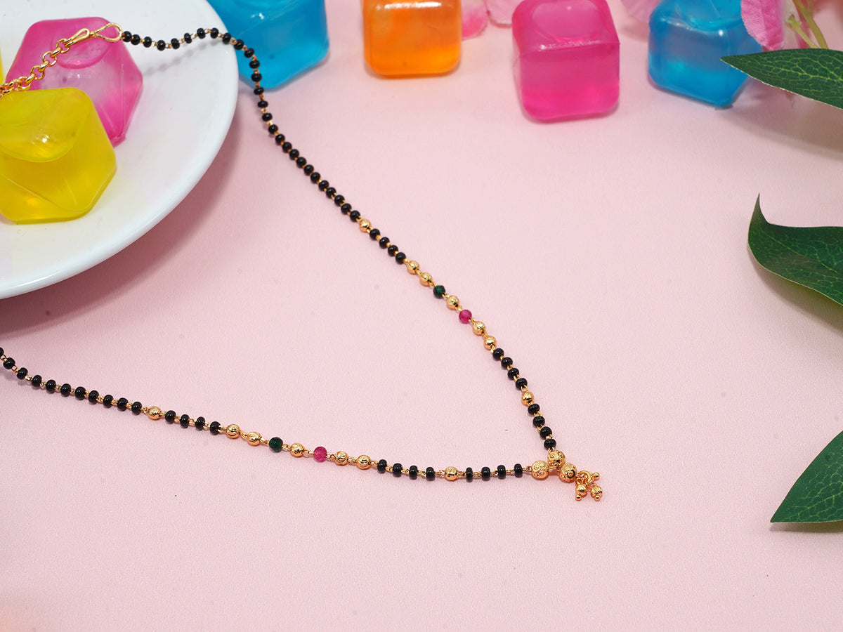JHB Multycolour Necklace Black Beads Mangalsutra/Tanmaniya/Nallapusalu/Mangalsutr for Women