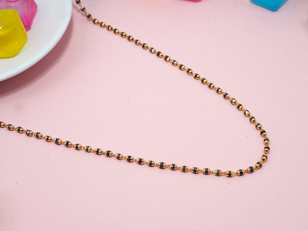 JHB Women Traditional Black Bead Chain and Gold Plated Neck Chain for Women & Girls Wedding, Engagement and Anniversary (Black and Golden)