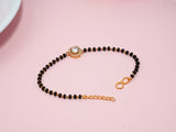 JHB American Diamond Single Boll and Cubic Zirconia Mangalsutra Bracelet Black Bead Bracelet For Women's