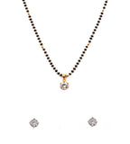 JHB AD Pendant Gift Set |Rakhi Rakshabandhan Gift for Sister Bhabhi, Gifts for Women & Girls | Mangalsutra With American Diamond, Traditional Black Bead Mangalsutra