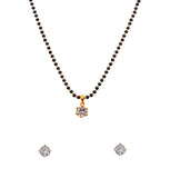 JHB AD Pendant Gift Set |Rakhi Rakshabandhan Gift for Sister Bhabhi, Gifts for Women & Girls | Mangalsutra With American Diamond, Traditional Black Bead Mangalsutra