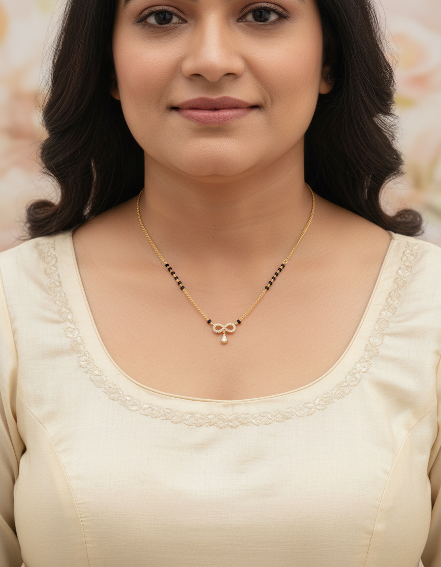 JHB Diamond Mangalsutra Chain short Tanmaniya Traditional Black Bead Mangalsutra for women