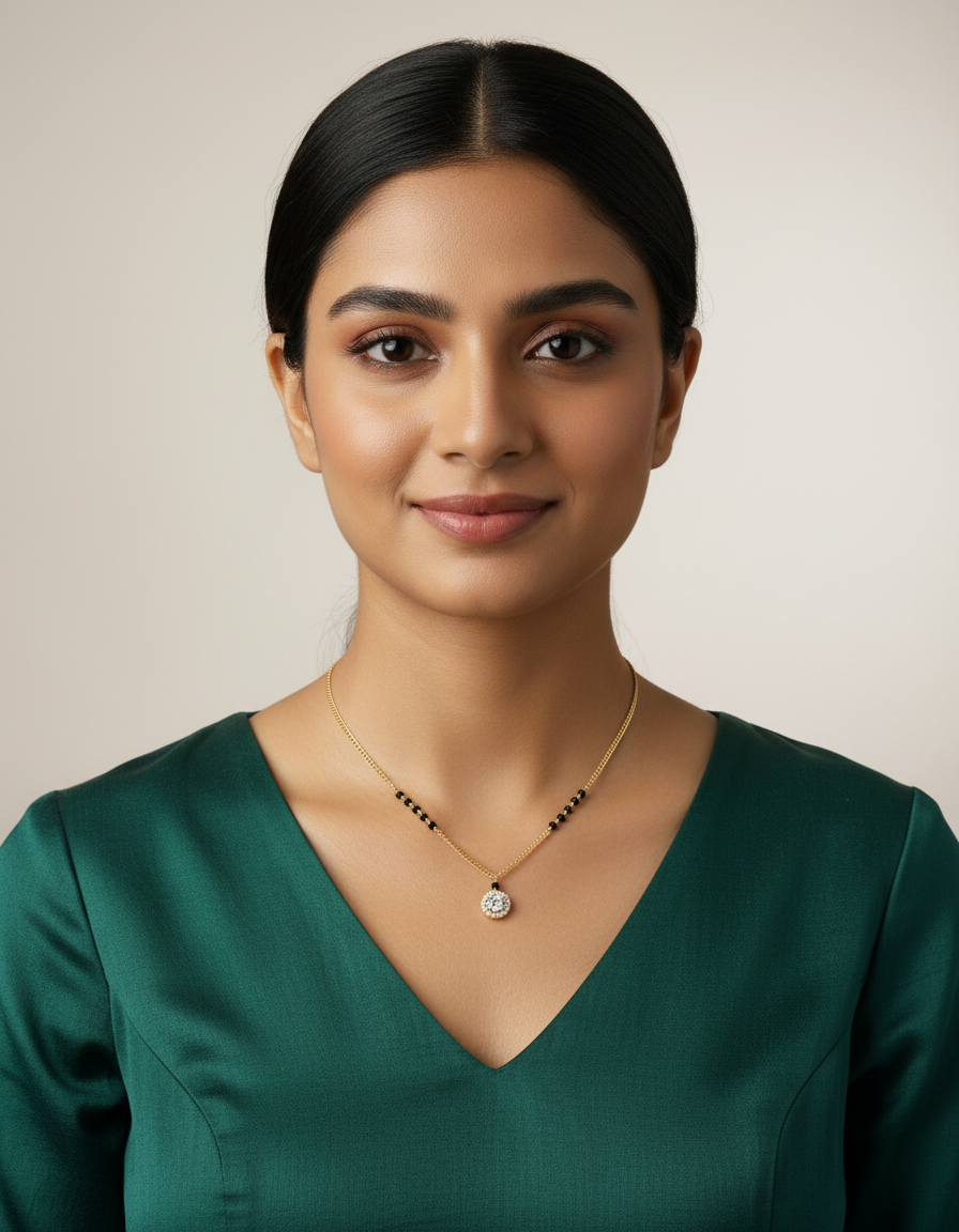 JHB Diamond Mangalsutra With Chain short Tanmaniya Traditional Black Bead Mangalsutra for women