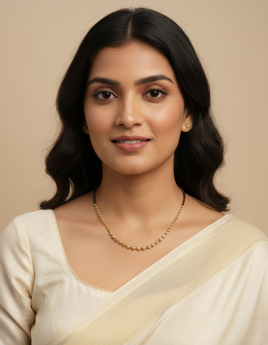 JHB Traditional Tanmaniya Designer Mangalsutra Black Beads Short Chain For Women