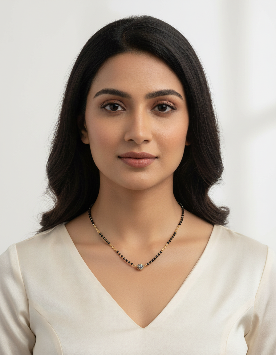 JHB Stylish Pendant Necklace Black Beads Mangalsutra/Tanmaniya/Nallapusalu/Mangalsutr for Women