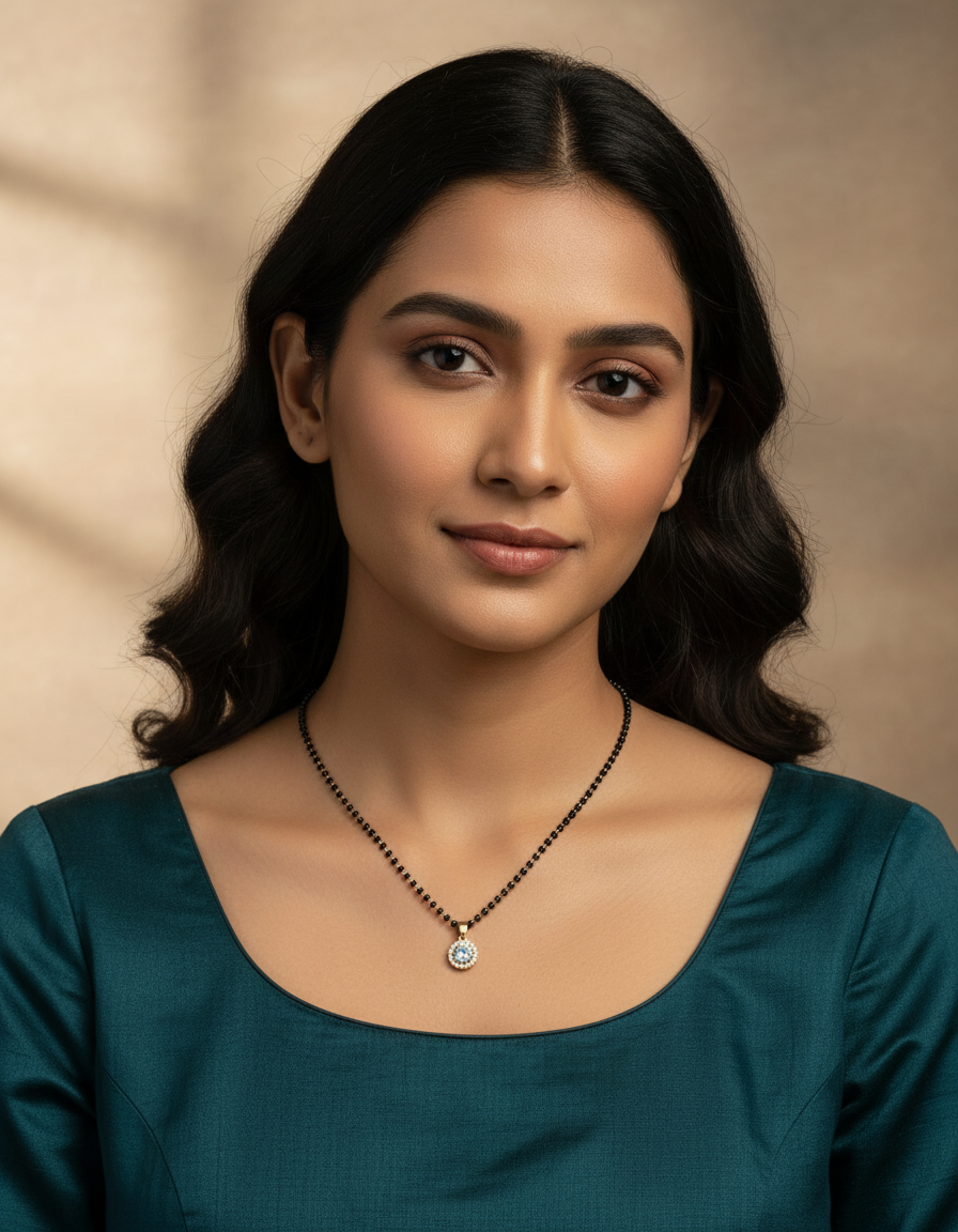 JHB Stylish Pendant Necklace Black Beads Mangalsutra For Women With Extendable Chain