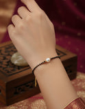 JHB Single Pearl Boll Bracelet Black Crystal Hand Mangalsutra Bracelet For Women's