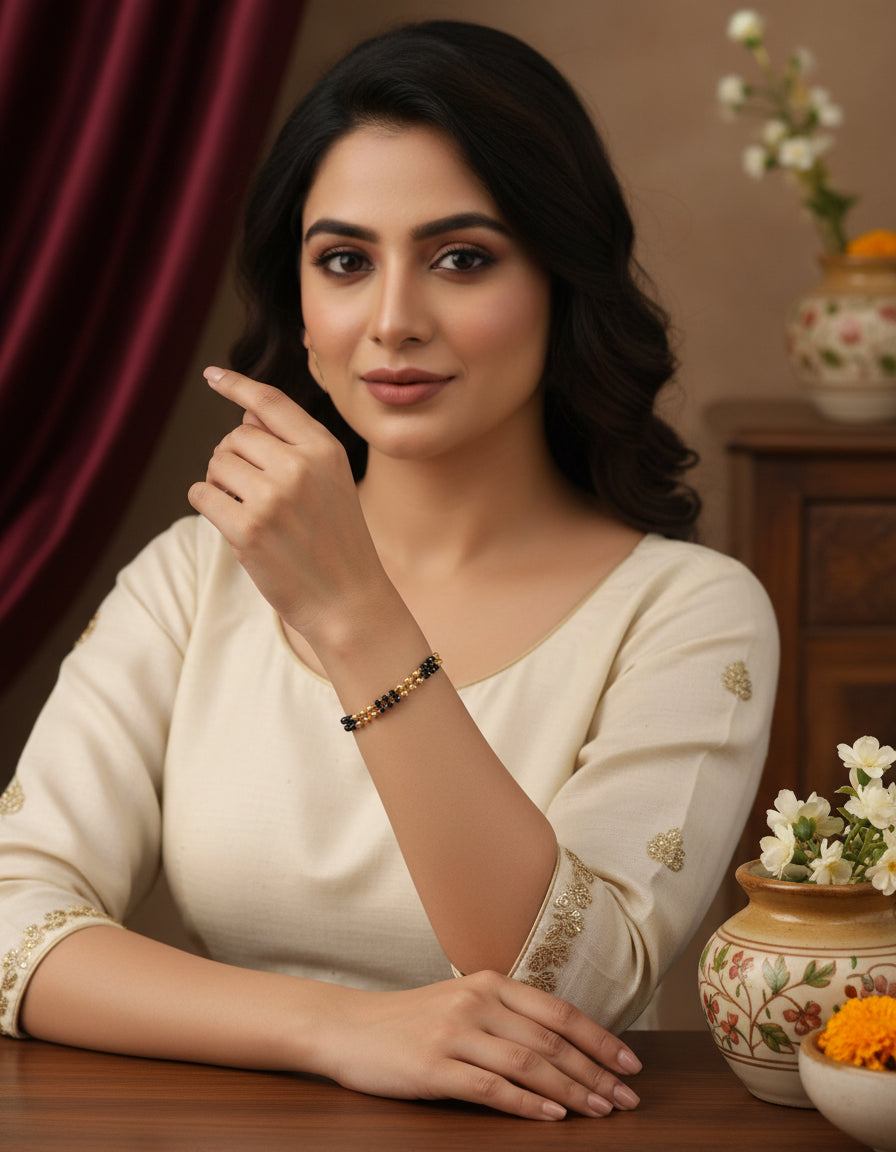 JHB Bracelet Bangle Style Beautiful Latest Trend Artificial Hand Mangalsutra for Women