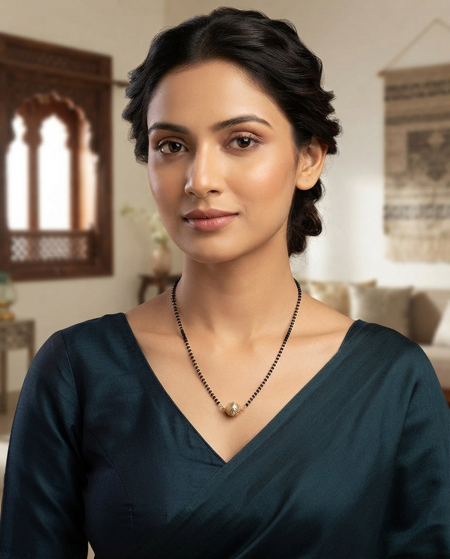 JHB Gold Plated Vati Pendant Tanmaniya Short Mangalsutra For Women