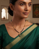 JHB Traditional Tanmaniya Designer Mangalsutra Black Beads Short Chain For Women