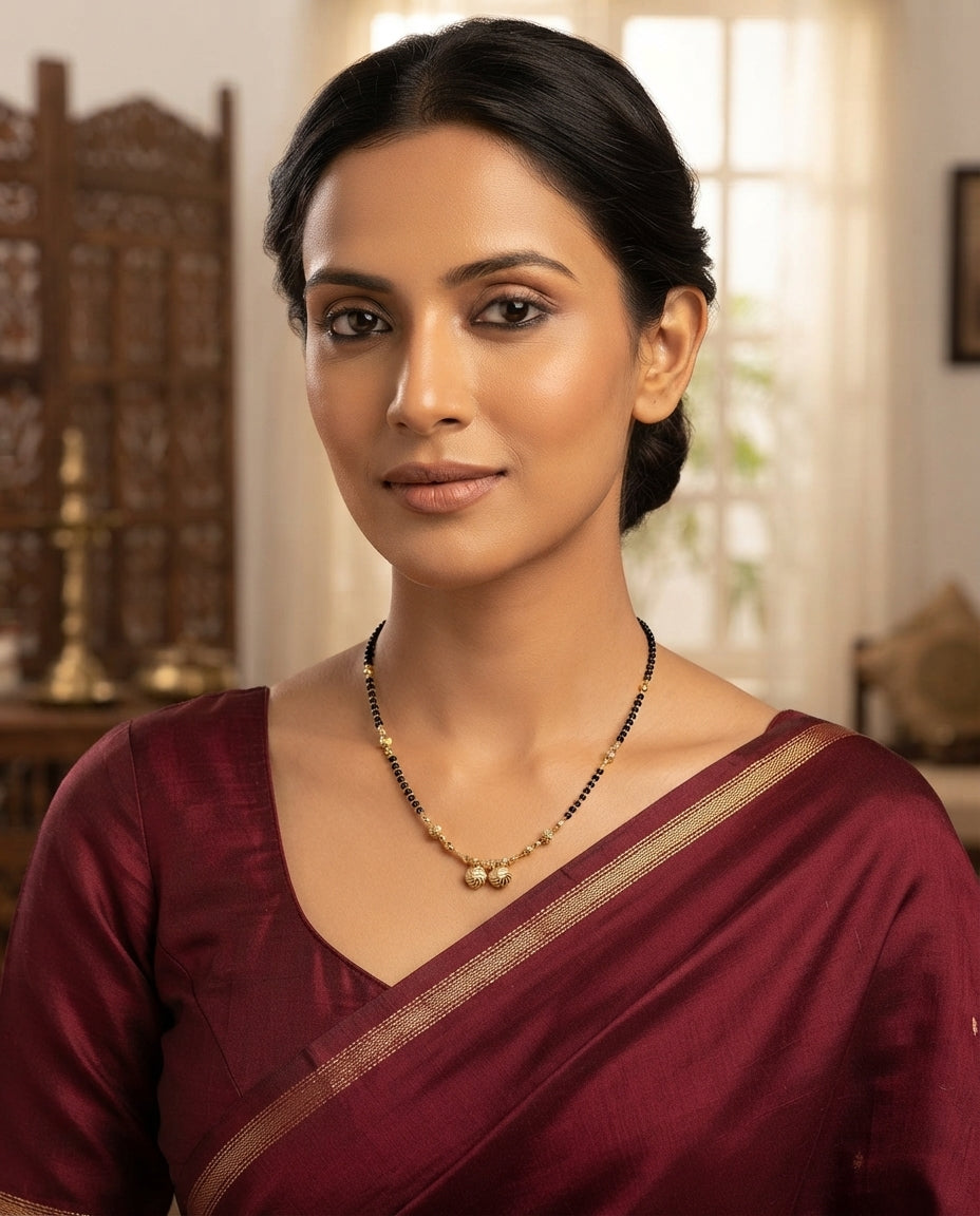 JHB Gold Plated Vati Pendant Tanmaniya Short Mangalsutra For Women