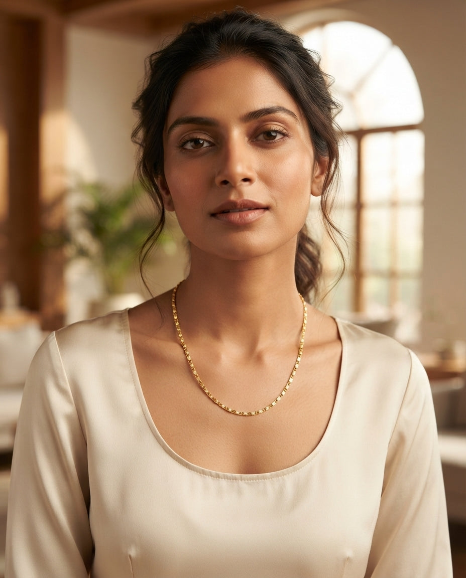 JHB Gold Plated Beads Matar mala short Chain for Women and Girls